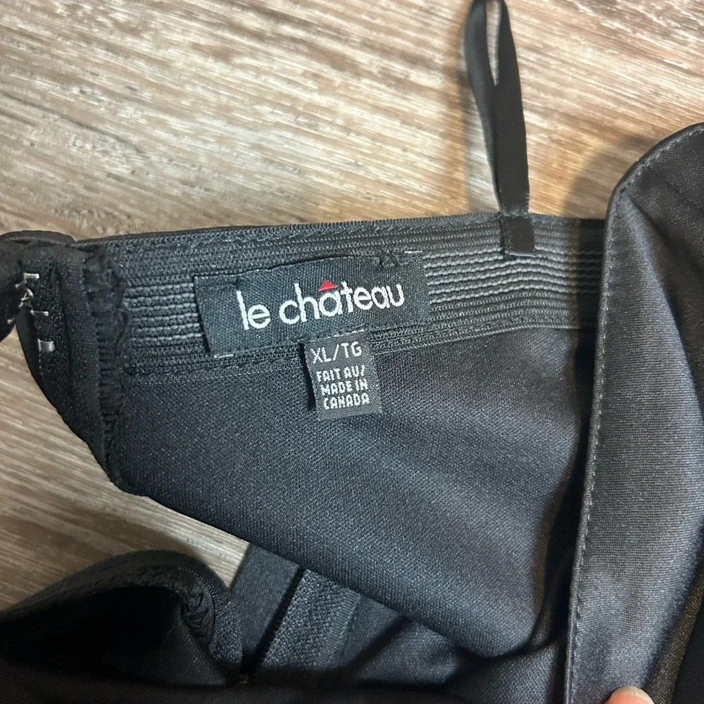 le chateau Black Strapless Satin Grad Dress - Picture 4 of 6